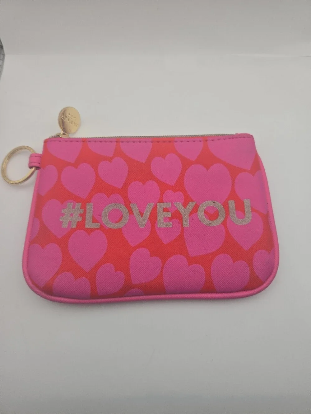 Dabney Lee #LOVEYOU Pink Heart Zip Pouch